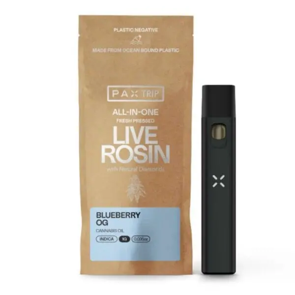 Blueberry OG (1.0g Live Rosin w/ Diamonds Disposable Vape)