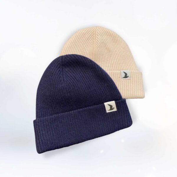 Cashmere + Merino Wool Beanie Hat (Navy)