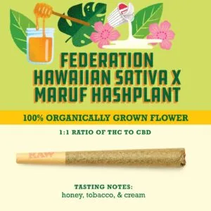 Hawaiian Sativa x Maruf Hashplant 1:1 THC:CBD (1.0g Pre-Rolled Joint)